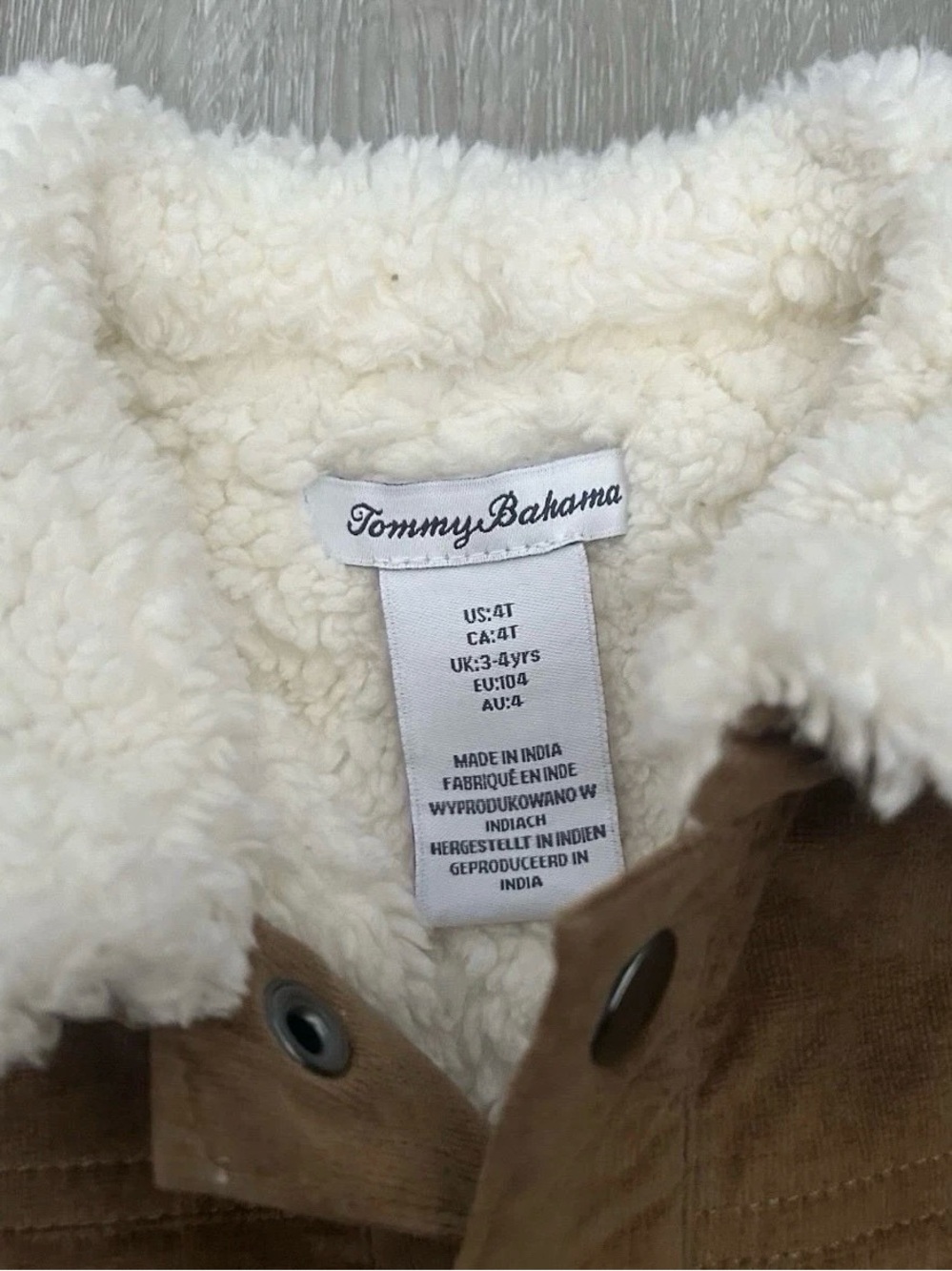 Tommy Bahama Toddler Boy Sherpa Lined Jacket Size 4T - Picture 3 of 3